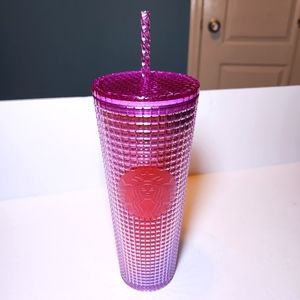 Starbucks 2021 Pink & Purple Ombre Grid Studded 24oz. Tumbler